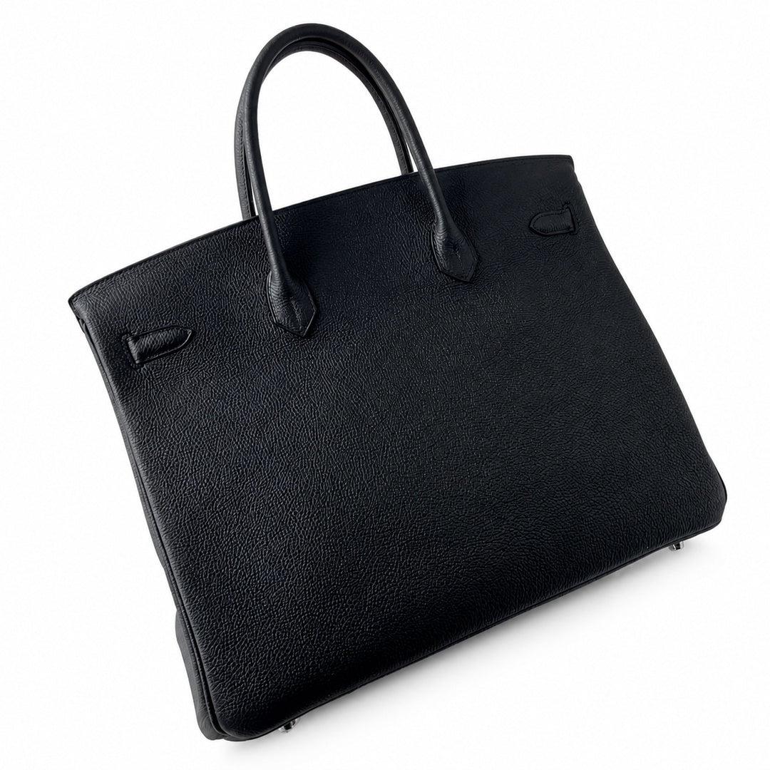 Birkin 40 Retourne in Noir Togo Leather (Palladium Hardware)