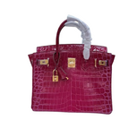 Birkin 30 Smooth Croc Print Genuine Leather Top Handle Bags