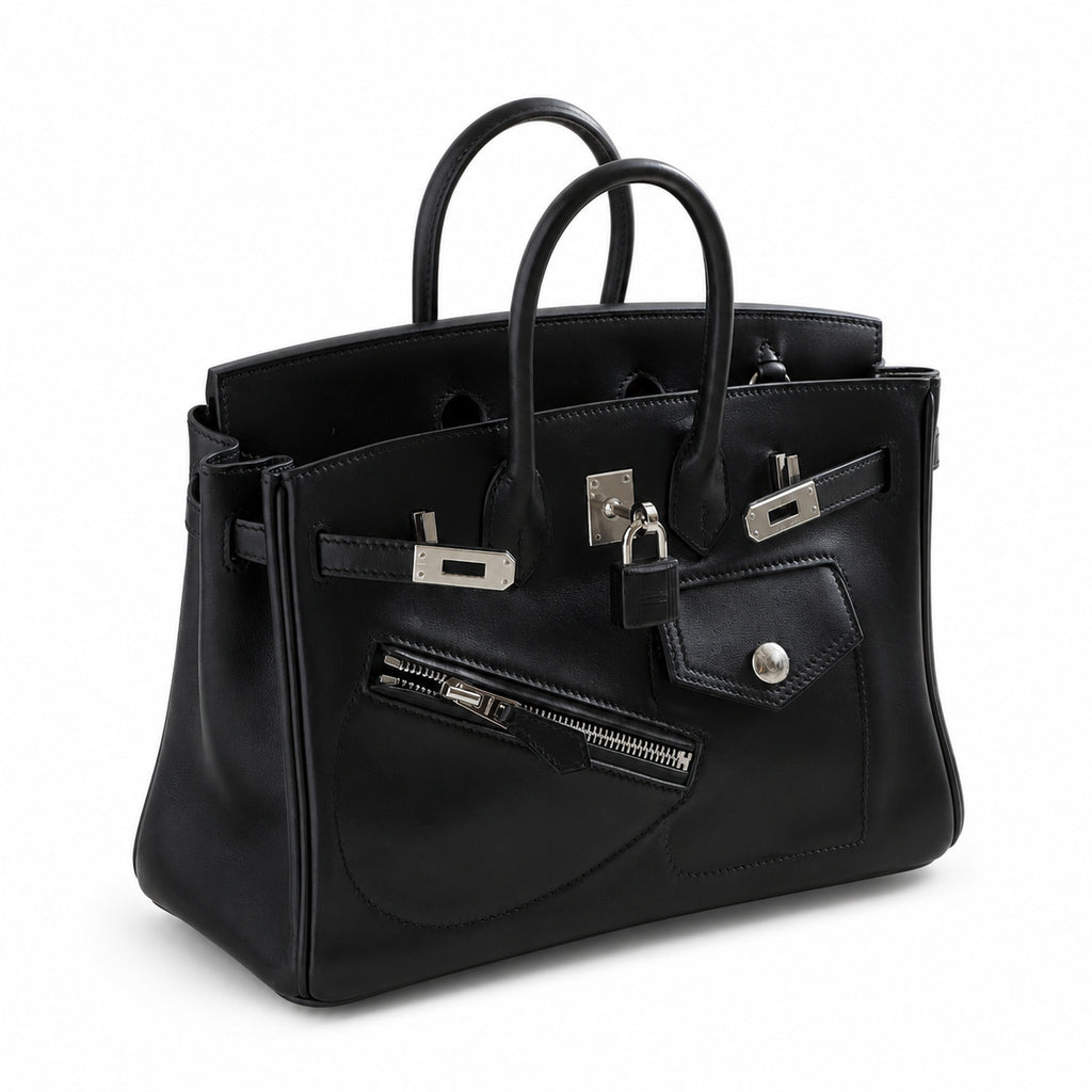 Birkin 25 Rock Sellier in Noir Swift Leather (Palladium Hardware)