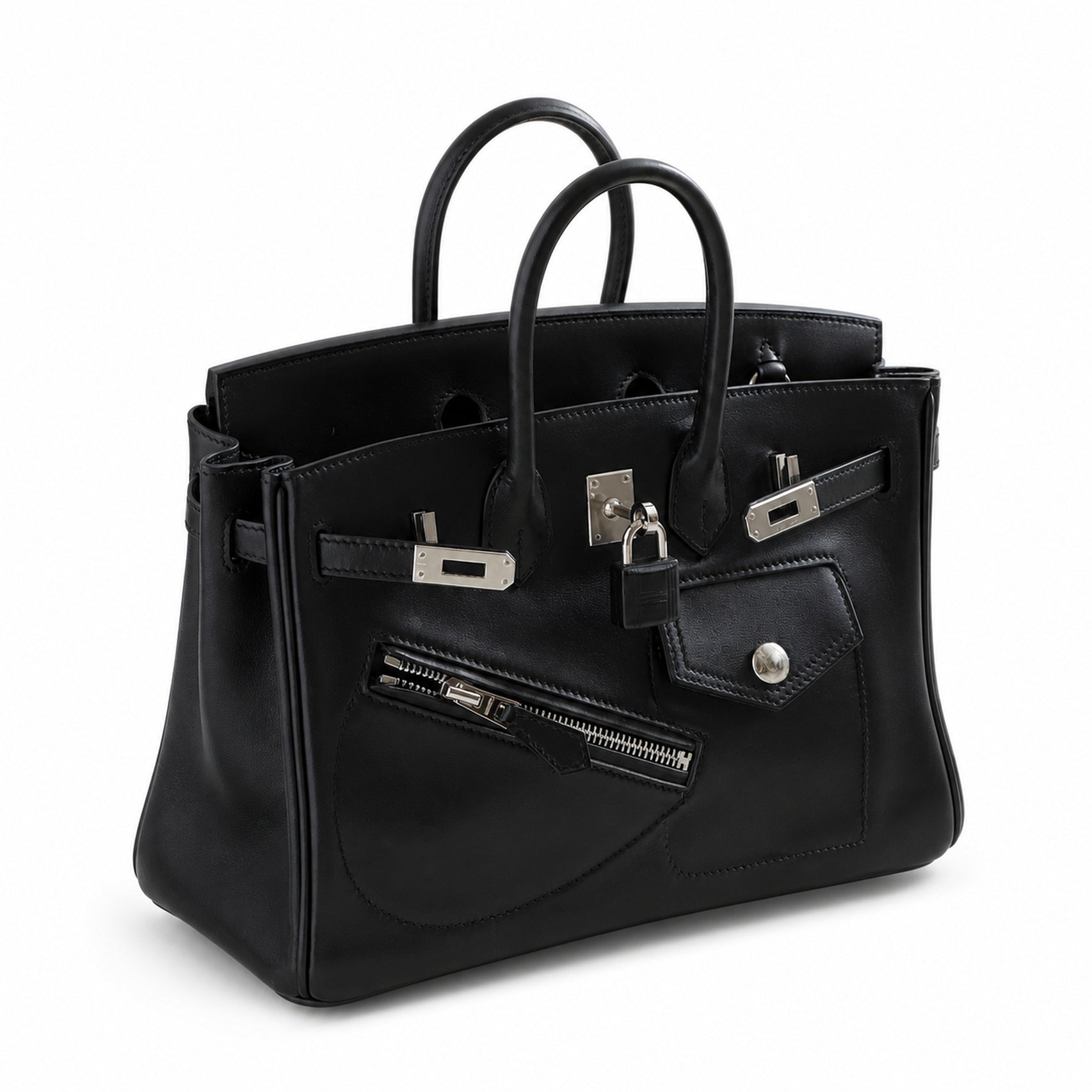 Birkin 25 Rock Sellier in Noir Swift Leather (Palladium Hardware)