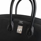 Hermès Birkin 25 Sellier Noir Box Calfskin Silver Hardware