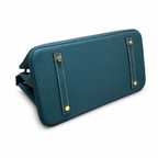 Birkin Style Retourne in Malachite Togo Leather (Gold Hardware)