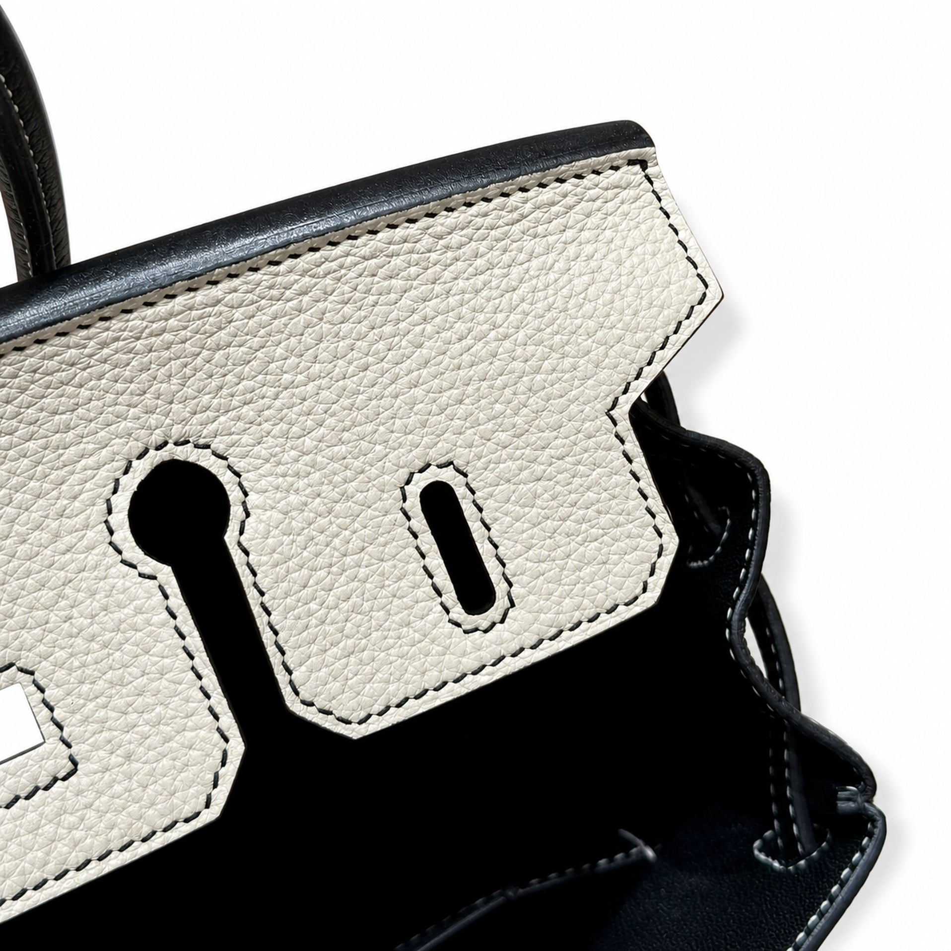 Birkin 25 Craie and Noir Togo Leather Bi-Color Bag