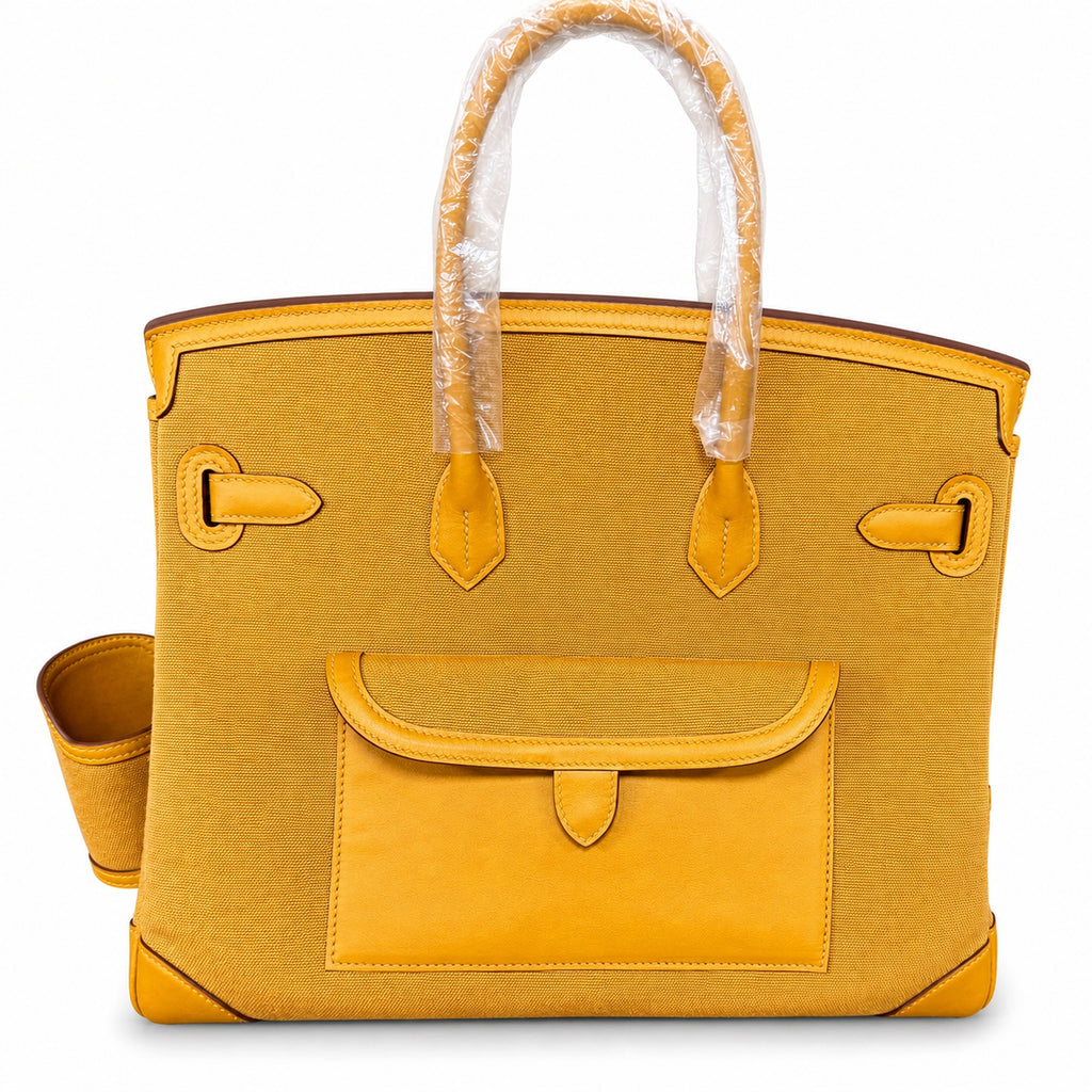 Birkin Cargo 35 Sesame Swift Leather and Canvas Multi-Pocket Bag