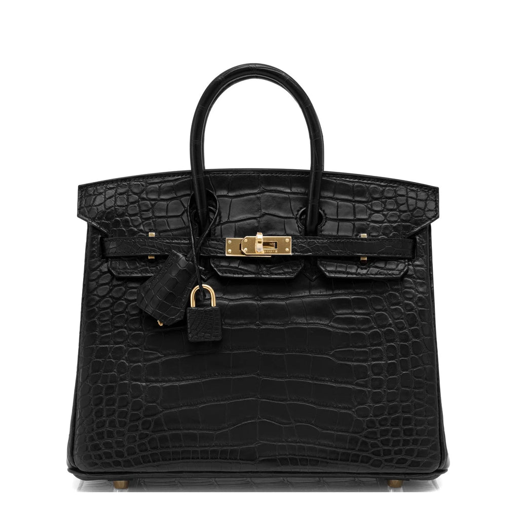 Black Matte Alligator Baby Birkin 20cm Gold Hardware