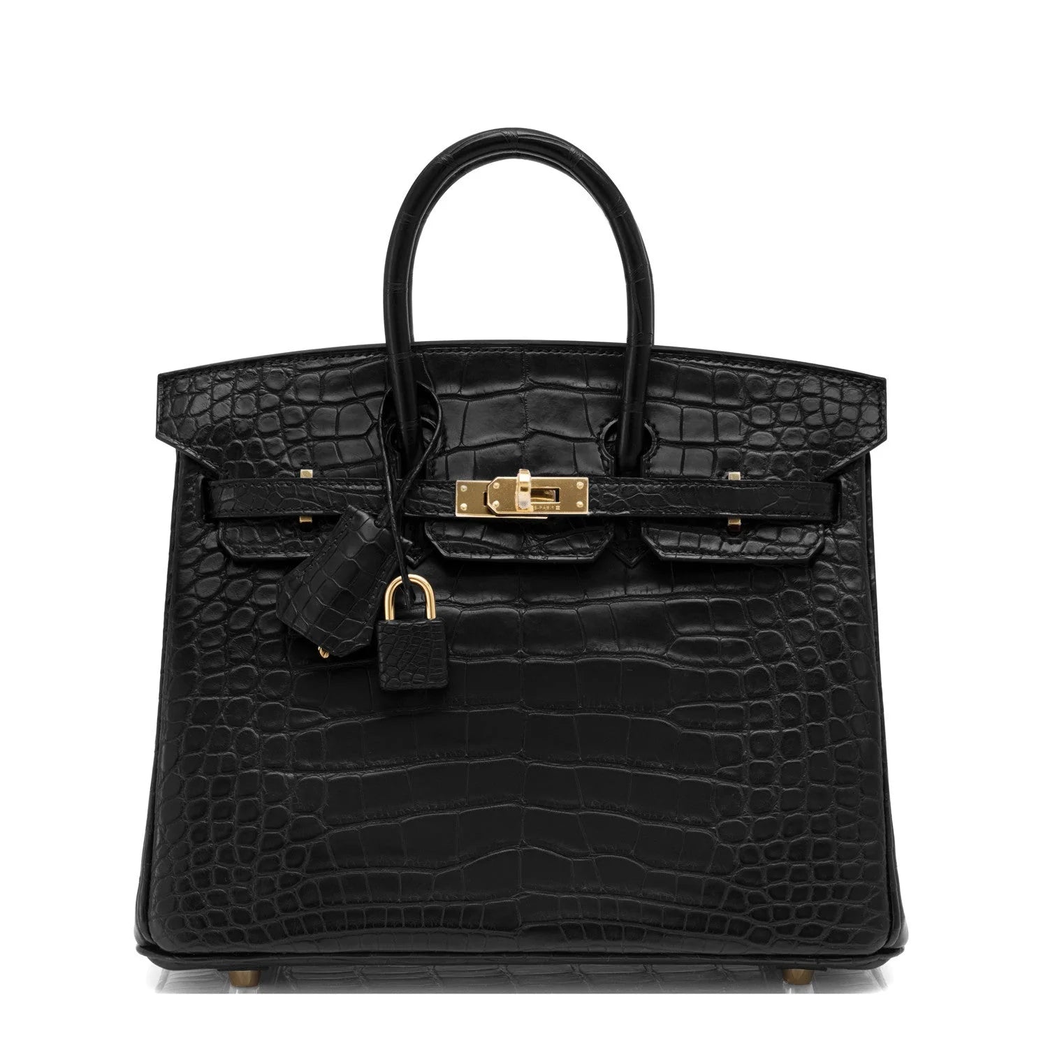 Black Matte Alligator Baby Birkin 20cm Gold Hardware