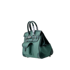 Birkin Cargo 25 Green Swift Leather and Canvas Splicing Bag