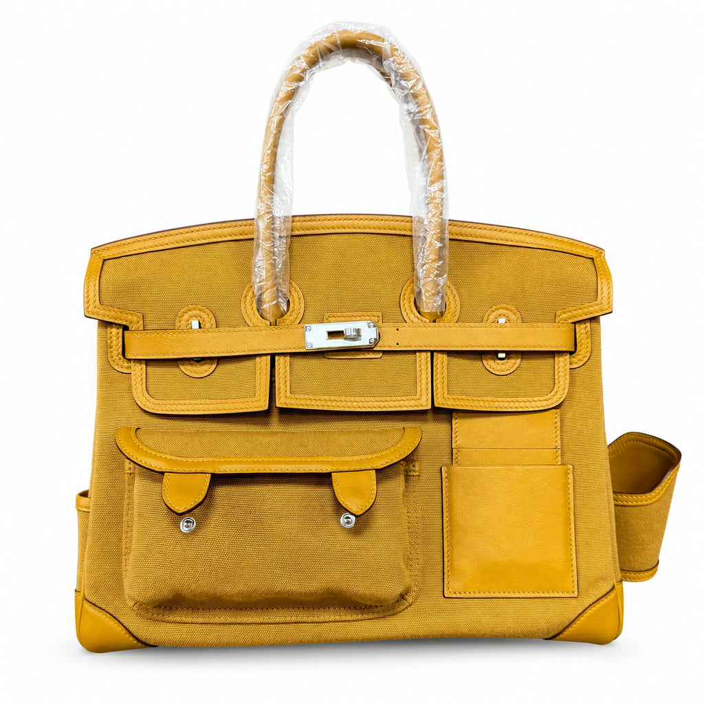 Birkin Cargo 35 Sesame Swift Leather and Canvas Multi-Pocket Bag