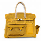 Birkin Cargo 35 Sesame Swift Leather and Canvas Multi-Pocket Bag