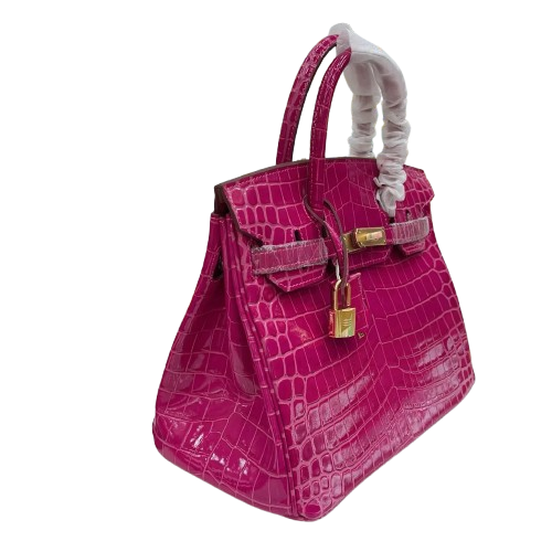 Birkin 30 Rose Pourpre Shiny Niloticus Crocodile Gold Hardware