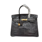 Birkin Black Matte Niloticus Crocodile Gold Hardware