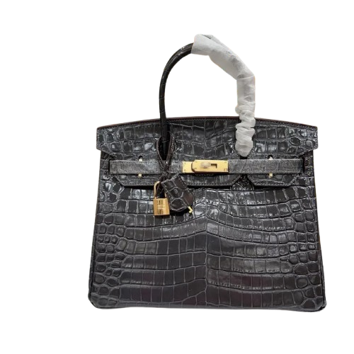 Birkin Black Matte Niloticus Crocodile Gold Hardware