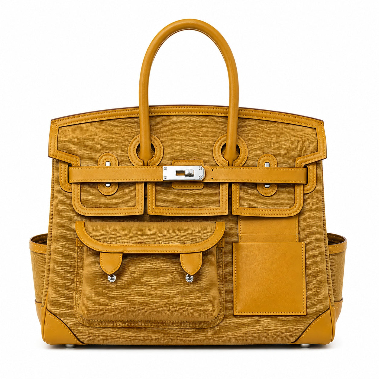 Birkin Cargo 35 Sesame Swift Leather and Canvas Multi-Pocket Bag
