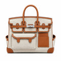 Birkin Cargo 35 Gold Leather and Ecru Canvas Multi-Pocket Bag