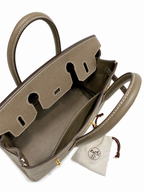 Birkin 30 Retourne in Etoupe Togo Leather with White Stitching (Gold Hardware)