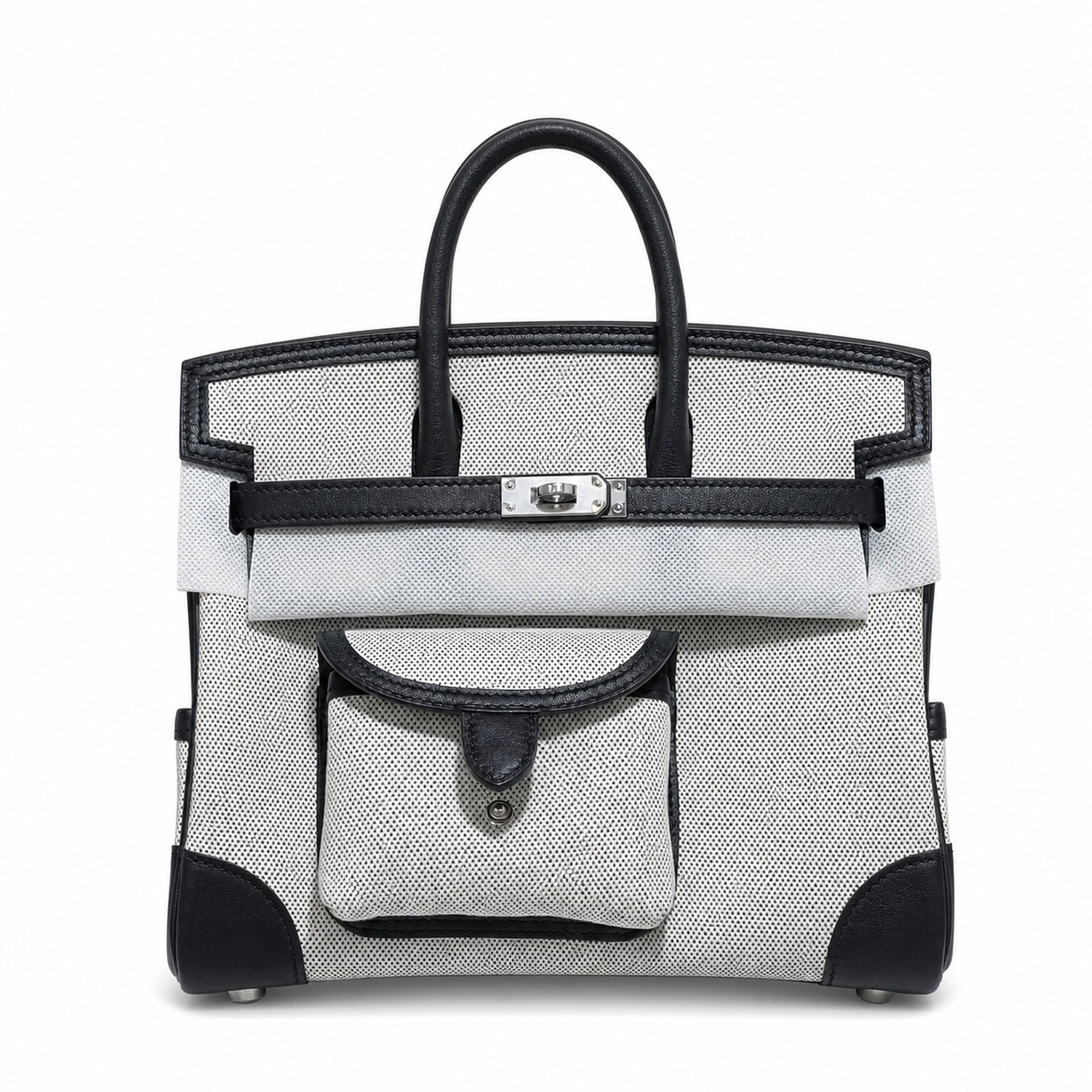 Birkin Cargo 25 Black Leather and Ecru Canvas Multi-Pocket Mini Bag