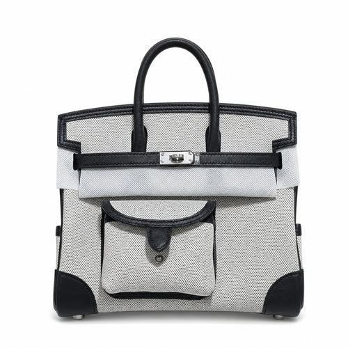 Birkin Cargo 25 Black Leather and Ecru Canvas Multi-Pocket Mini Bag