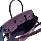 Birkin 30 Retourne in Bordeaux Suede Grizzly with White Stitching (Gold Hardware)