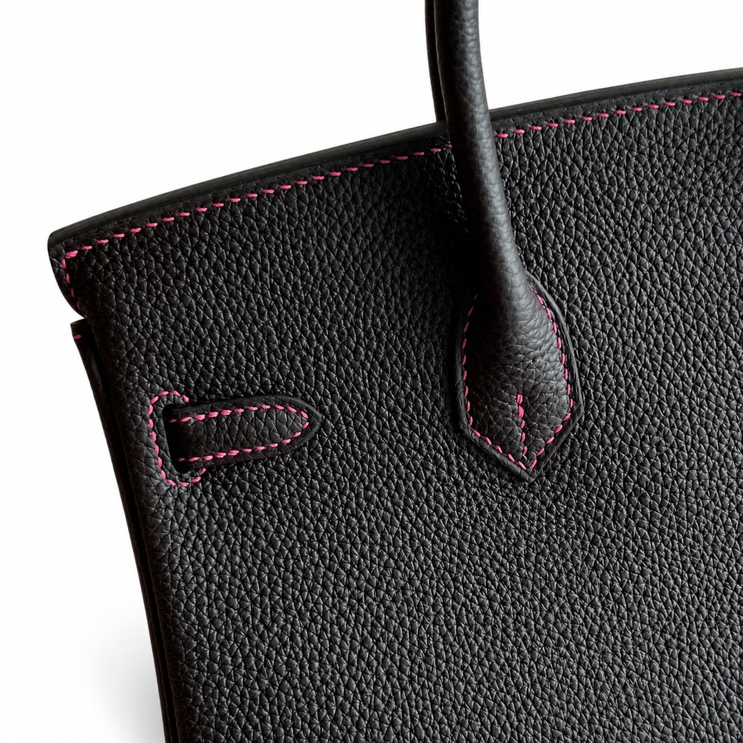Mini Birkin 25cm Officier Edition in Chocolate Brown Togo & Pink Swift Calfskin
