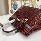 Birkin Bordeaux Shiny Porosus Crocodile Gold Hardware