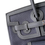Birkin Cargo 25 Etain Grey Swift Leather and Canvas Splicing Bag