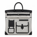 Birkin Cargo 40 Black Leather and Ecru Canvas Multi-Pocket Bag