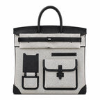 Birkin Cargo 40 Black Leather and Ecru Canvas Multi-Pocket Bag