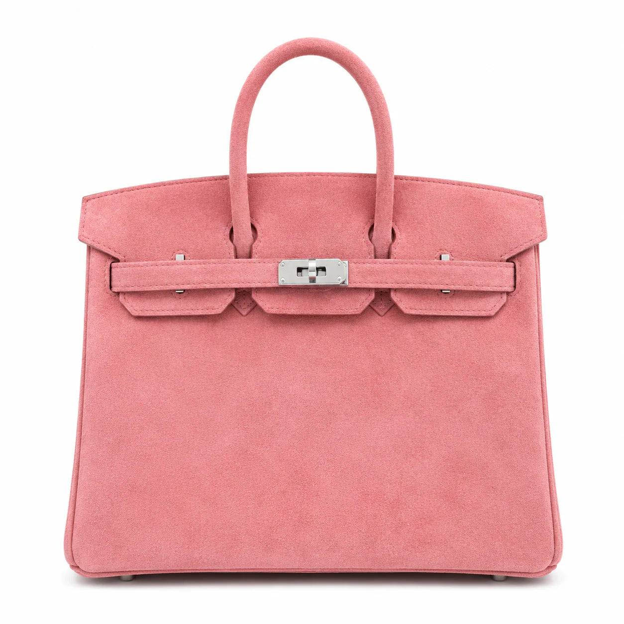 Birkin 25 Retourne in Pink Suede Grizzly (Palladium Hardware)