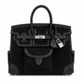 Birkin Cargo 25 All Black Swift Leather and Canvas Multi-Pocket Bag