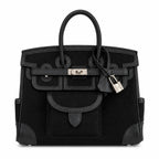 Birkin Cargo 25 All Black Swift Leather and Canvas Multi-Pocket Bag
