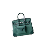 Birkin Cargo 25 Green Swift Leather and Canvas Splicing Bag