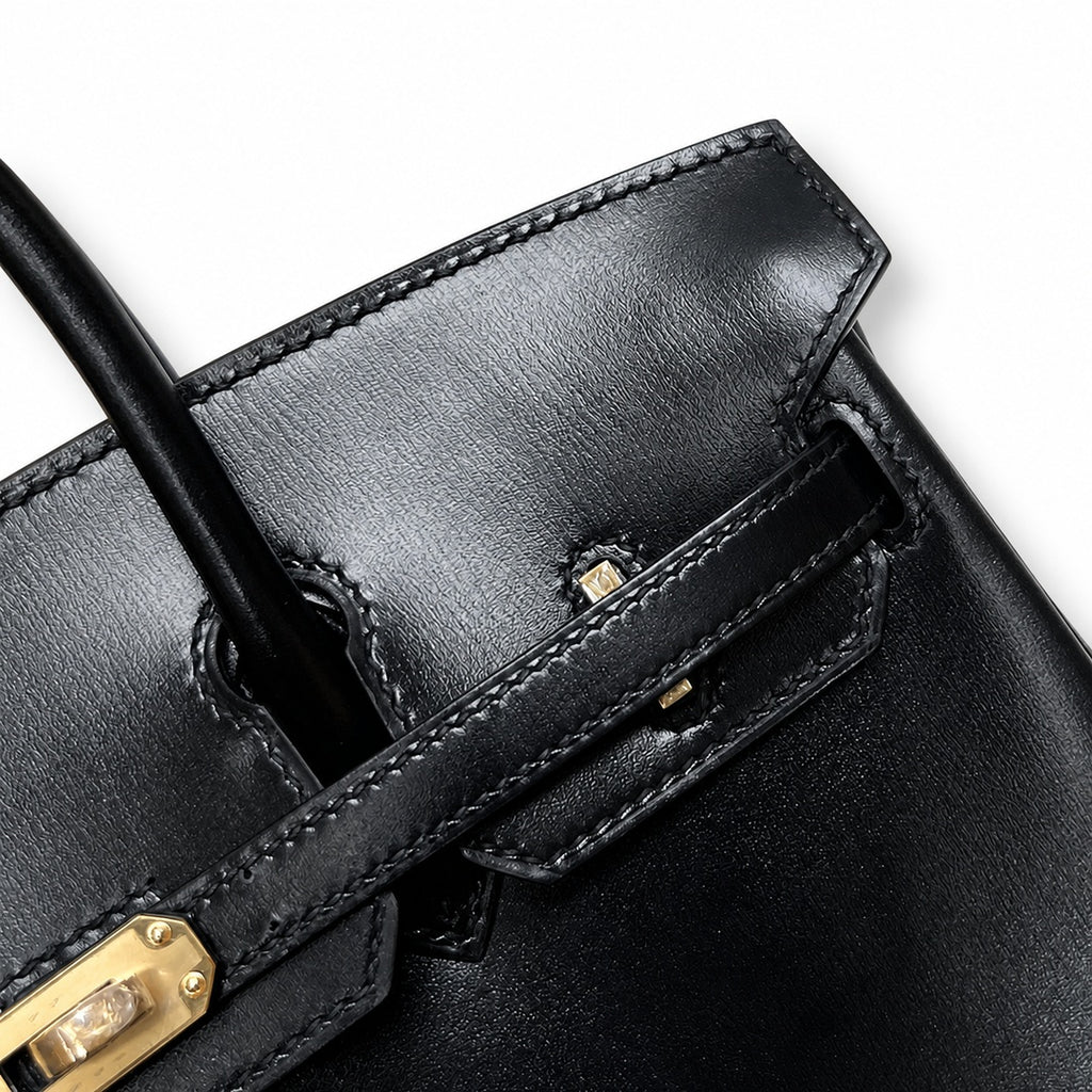 Birkin 25 in Noir Boxcalf Leather (Gold Hardware)