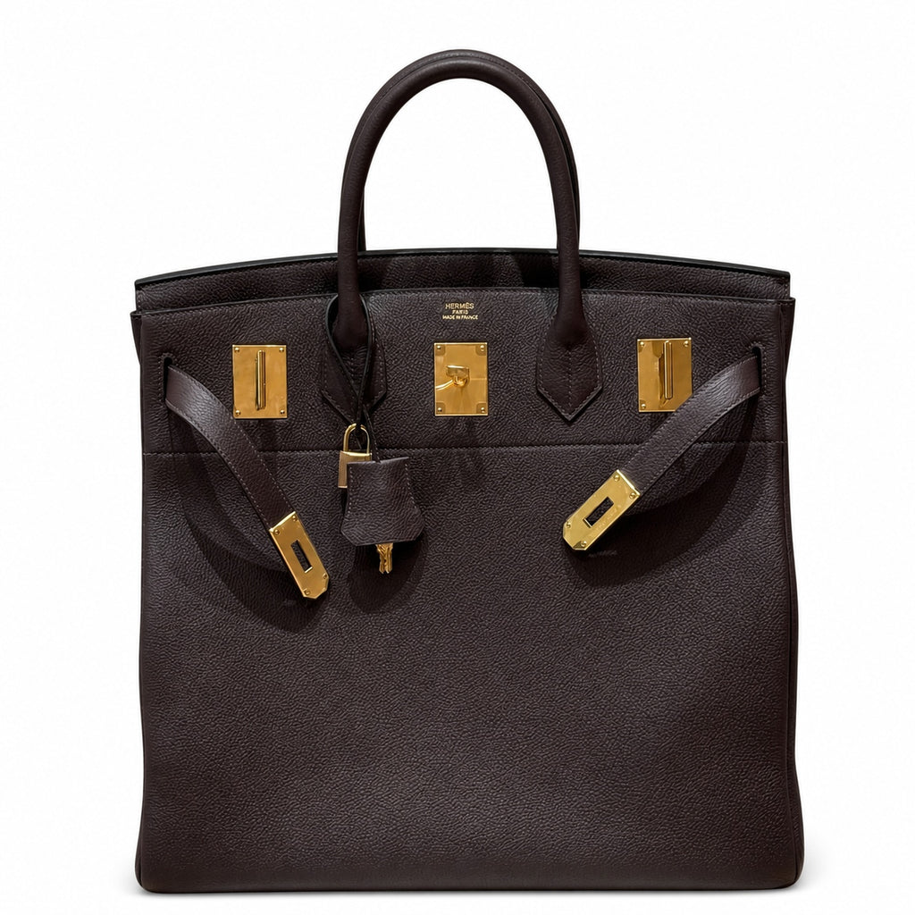 Large Birkin HAC 40cm Men's Tote in Premium Chocolate Brown Togo Cowhide