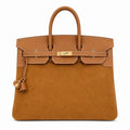 Birkin 40 Retourne in Gold Swift Leather and Suede Grizzly (Gold Hardware)