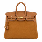 Birkin 40 Retourne in Gold Swift Leather and Suede Grizzly (Gold Hardware)
