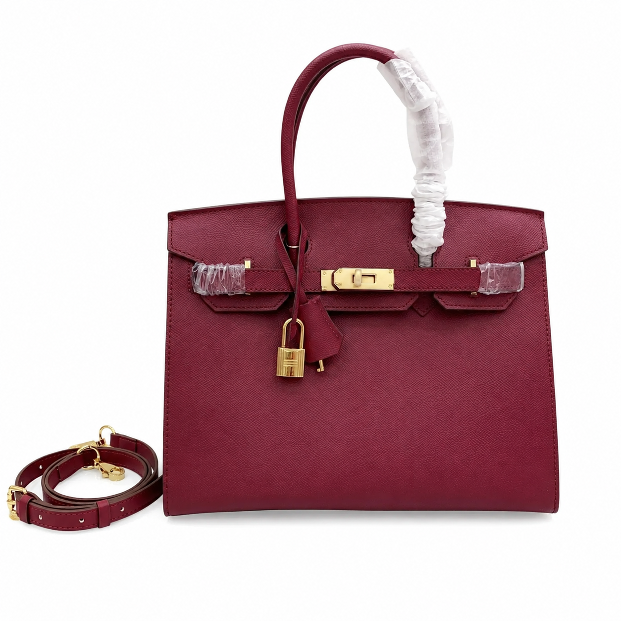 Birkin Style 25/30 Sellier in Bordeaux Epsom Leather (Gold Hardware)