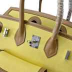 Birkin Cargo 25 Sesame and Lime Yellow Swift Leather Splicing Canvas Bag