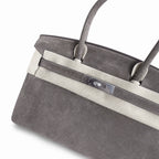 Birkin 30 Retourne in Etoupe Suede Grizzly with White Stitching (Palladium Hardware)