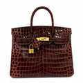 Birkin Style 25/30 Retourne in Rouge H Crocodile-Embossed Leather (Gold Hardware)