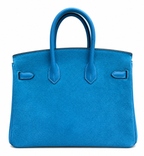 Birkin 25 Retourne in Bleu Zanzibar Swift Leather and Suede Grizzly (Palladium Hardware)
