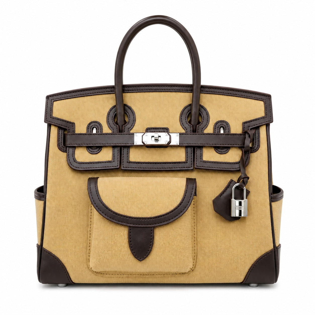 Birkin Cargo 30 Ebène Swift Leather and Khaki Canvas Multi-Pocket Bag