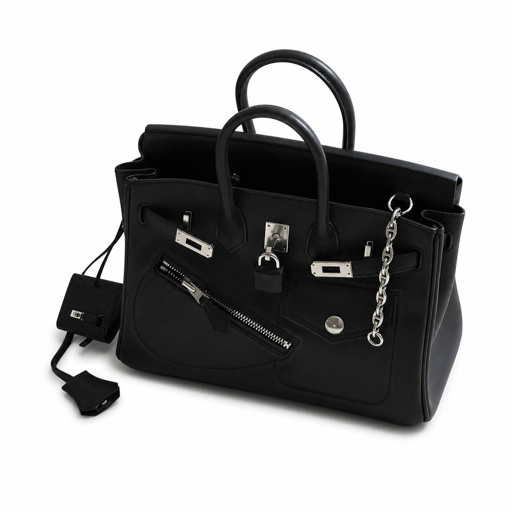 Birkin 25 Rock Sellier in Noir Swift Leather (Palladium Hardware)