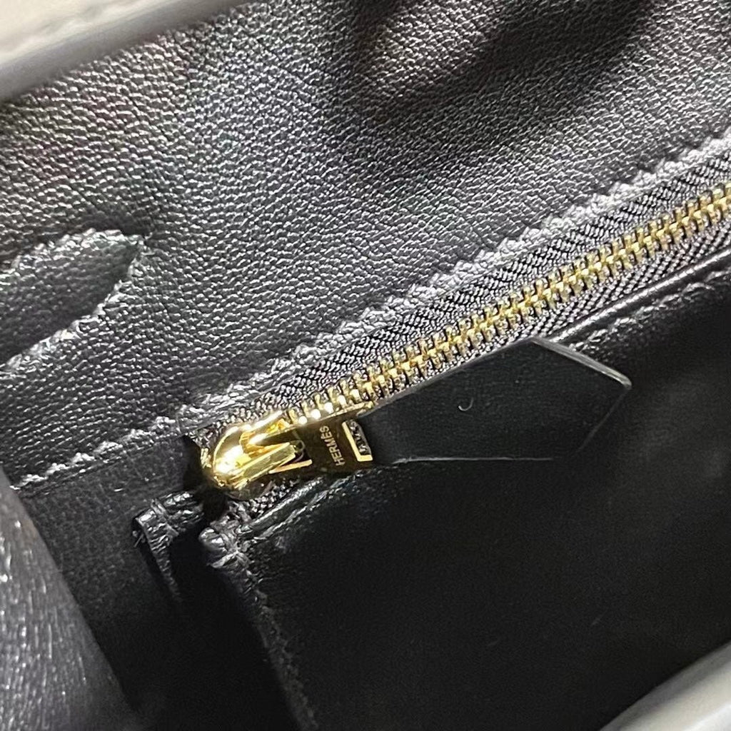 Birkin 25 Sellier Noir Box Calfskin Gold Hardware