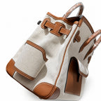 Birkin Cargo 35 Gold Leather and Ecru Canvas Multi-Pocket Bag