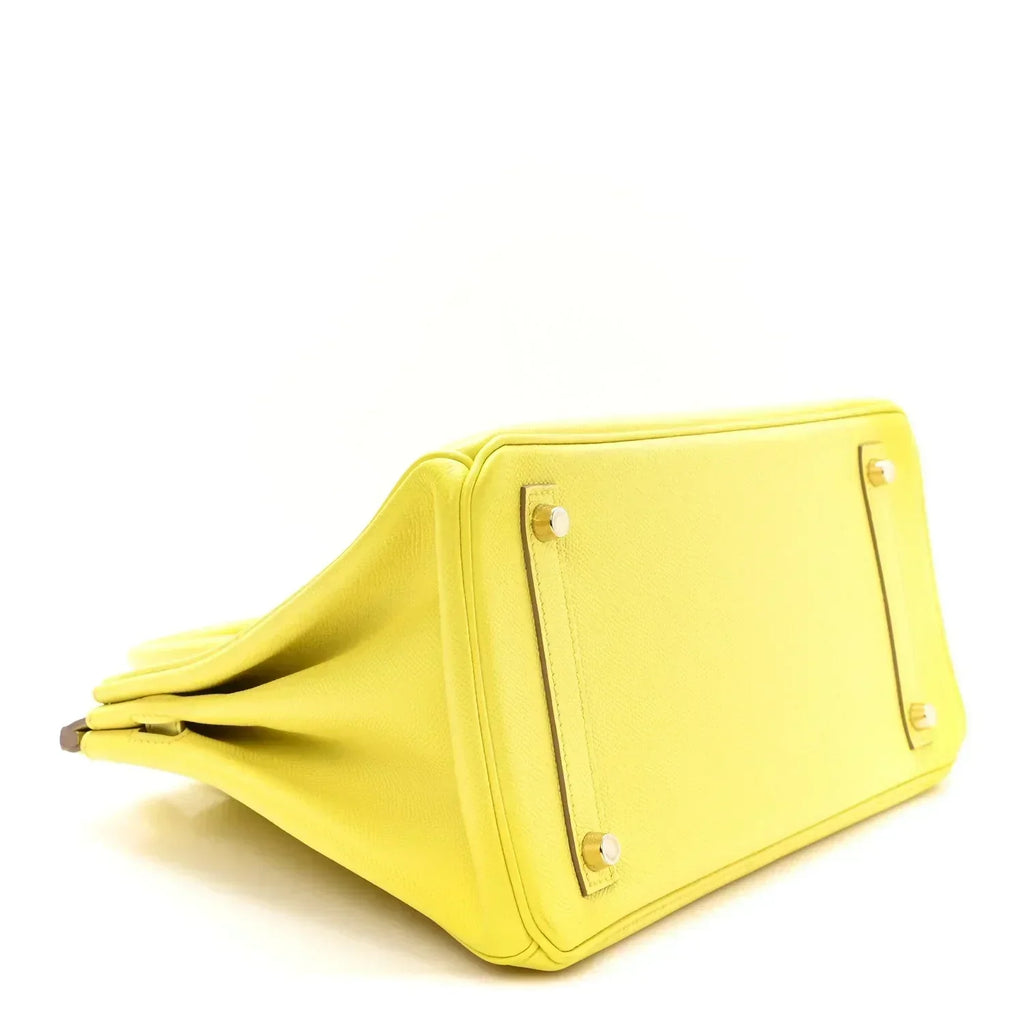 Birkin25 Sellier Jaune Milton Veau Epsom Silver Handbag