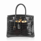 Birkin Bag, Crocodile-Grain Top-Grain Cowhide Leather, In-Seam Gold Hardware