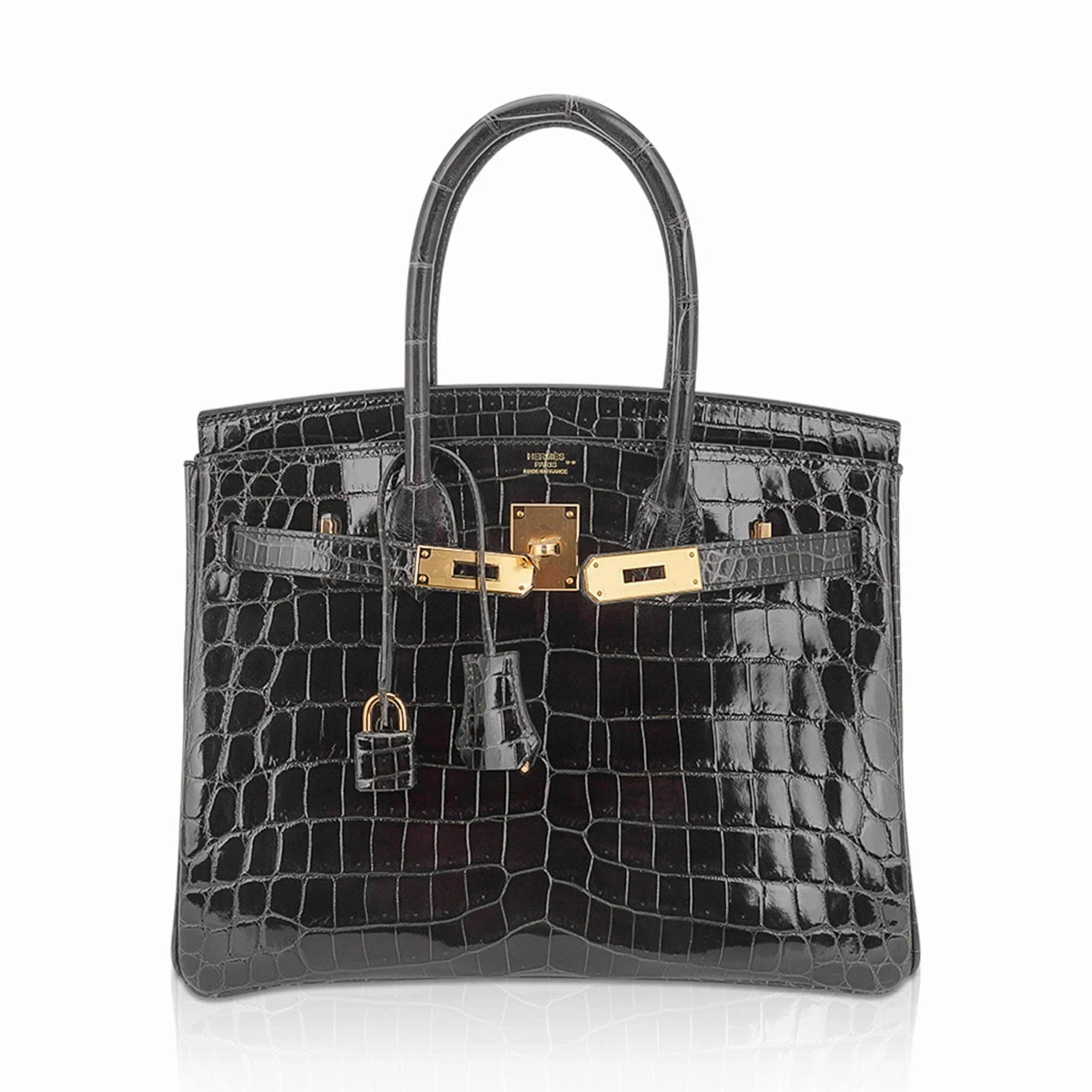 Birkin Bag, Crocodile-Grain Top-Grain Cowhide Leather, In-Seam Gold Hardware