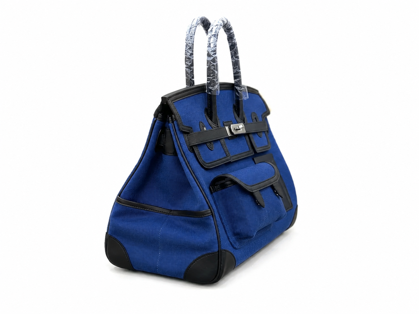 Birkin Cargo 35 in Bleu Marine Toile Goéland and Swift Leather (Palladium Hardware)
