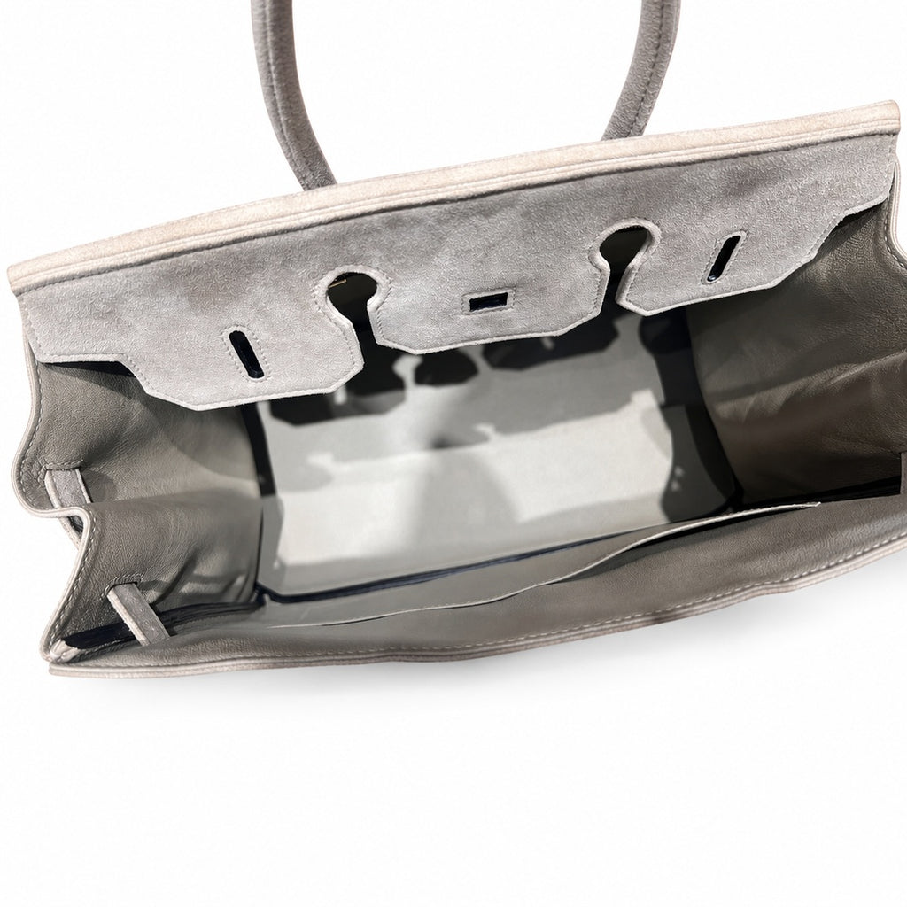 Birkin 35 Retourne in Etoupe Suede Grizzly (Gold Hardware)