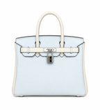 Birkin 25/30 Retourne Bi-Color in Bleu Brume and Craie Togo Leather (Palladium Hardware)